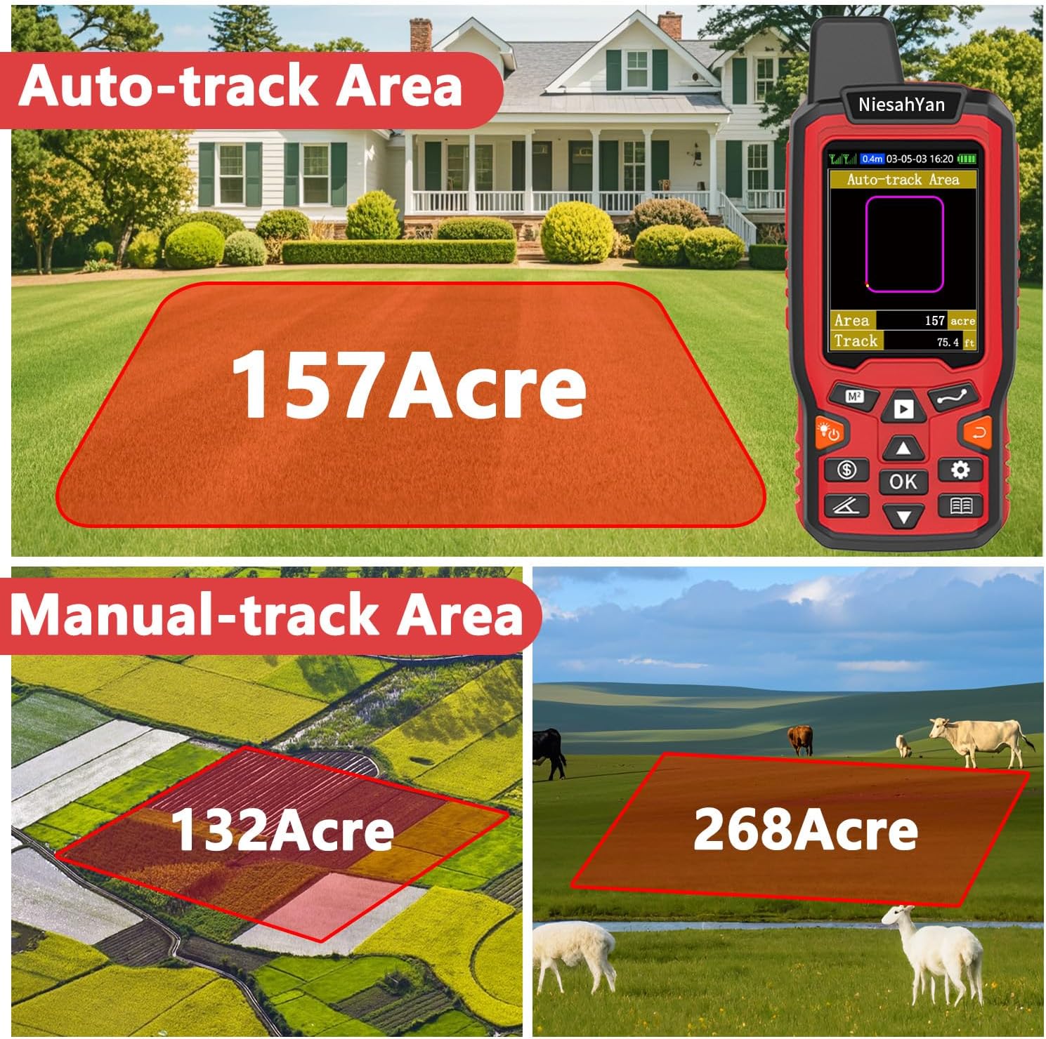 ZL180 Handheld GPS for Surveying, High Precision Rugged Land Surveying Equipment for Ranches, Garden, Farmland and Parking Area Distance Measurement - Image 2